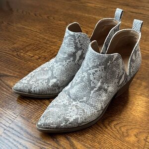 Gray Snake Print Ankle Boots
